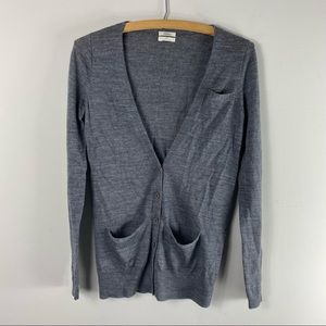 Wallace 100% Merino Wool Gray Long Line Cardigan Small *691